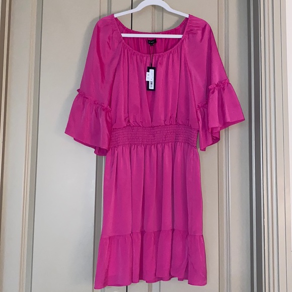 Bloomingdales Le Gali Hot Pink Off shoulder dress - Picture 3 of 4